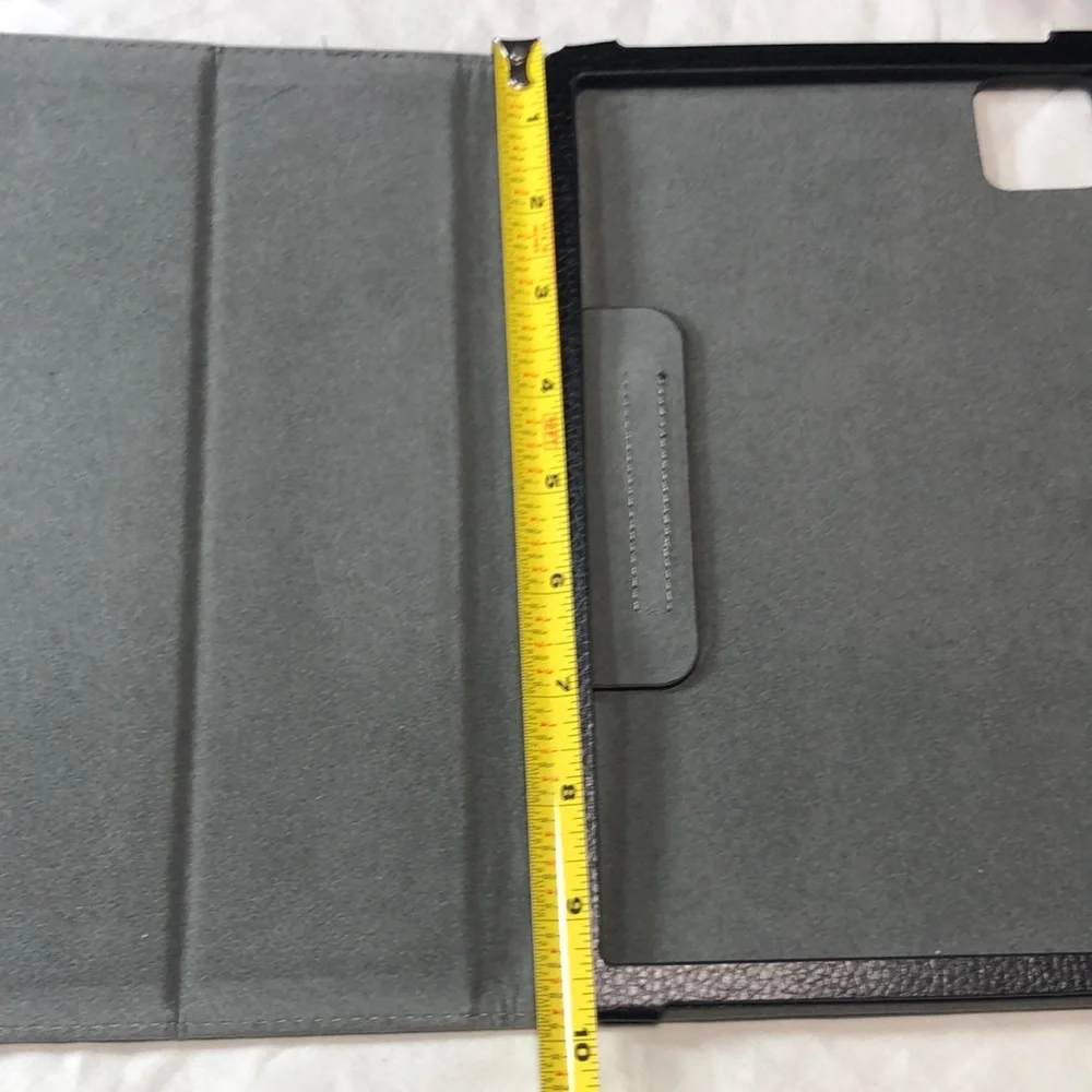 Black Leather Folio Tablet Cover with Closure Strap fits 10.4 tablet
